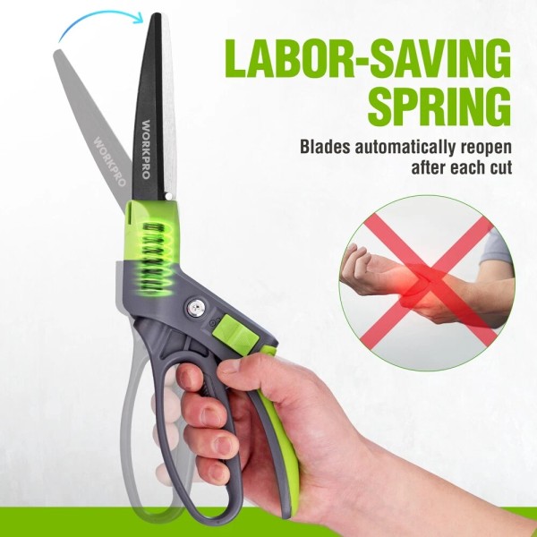 WORKPRO Grass Shears Ultra-Sharp Grass Clippers 360 Degree Swivel Blades