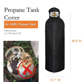 100lb Propane Tank Cover Outdoor,Top Window Can be Opened,600D Oxford Cloth+210D Lining Waterproof, for 100lb Propane Tank,Black