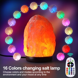 pursalt 5.5 Inch Himalayan Salt Lamp Night Light with Remote Control, Upgraded 16 Colors Changing & 4 Light Modes LED USB Salt Rock Lamp, Natural Crystal Pink Mini Small Salt Lamp for Home Decor