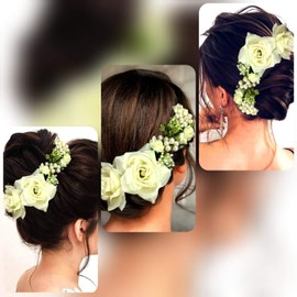 Hair Flare 2147 Women's Hair Pins Clips Hair Buns HairStyles Artificial Flowers Accessories For Weddings, White