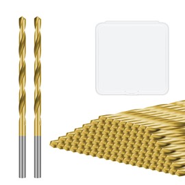 100 PCS 1/8 Inch Drywall Bit, Spiral Saw Tip Cutting Bits Tools with Box, Guide Point Cutting Bits for Use with Spiral Saws, for Drywall Work, Outlets, Woodworking, Construction Tasks (Gold)