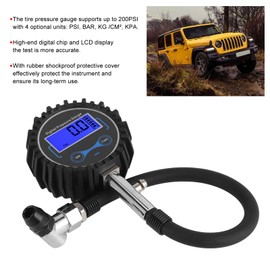 Medidor de Presión de Neumáticos, Fydun Monitoreo de Presión de Llantas de 200PSI Pantalla Digital LCD 4 Unidades Calibrador de Llantas para Camiones Motocicletas Automóviles