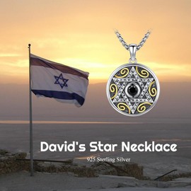 PELOVNY Star of David necklace S925 Sterling Silver Obsidian Star of David Pendant Jewelry Gifts for Women Men, Sterling Silver, Obsidian, gold