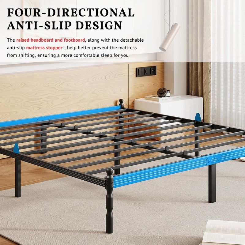 ZIYOO 14 inch Metal Queen Bed Frame with Vintage Style,