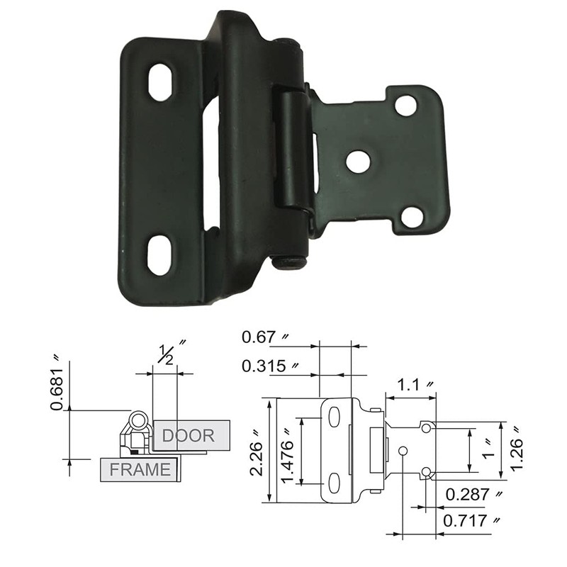 Smbbit Partial warp 1/2 inch Inset Cabinet Hinges Overlay Cabinet