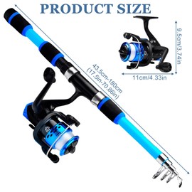 Fishing Set for Children, Children's Fishing Rod Set, Children's Fishing Starter Set, 1.8 m Telescopic Fishing Rod with Fishing Reel and Bait Set, Fishing Accessories for Children, Fishing Set for