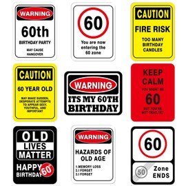WERNNSAI 60th Birthday Decorations - 9 PCs 60 Years Funny Signs 60s Decorations, 60th Party Yard Garden Banner Table Centerpieces Door Wall Windows Signs Picture Props for Men Women, Happy Bday Old Decor