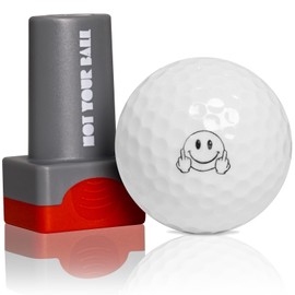 ZEETY Golf Ball Stamp, Golf Ball Stamper, Self-Inking Golf Ball Stamp Marker to Identify Golf Balls, Golf Gift Golf Accessories for Men and Women Golfers (Smile FU)