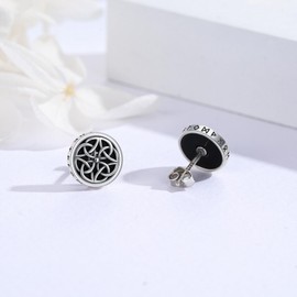 YueYuan Viking Earring for Women Men 925 Sterling Silver Black Onyx Stud Earrings Celtic Knot Earrings Viking Jewelry for Birthday Father Husband Birthday Anniversary Christmas Gift