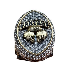Legacy Rings 2024 Massive Gunmetal and Gold Fantasy Football Championship Trophy Ring, Award for Fantasy Football League Winner Clear Stones, Non-Precious Metal, No Gemstone