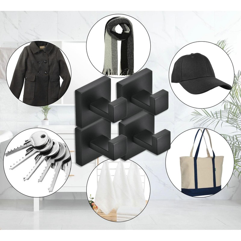 SHUNLI Black Towel Hook, Wall Hook, Clothes Hook, Heavy Duty