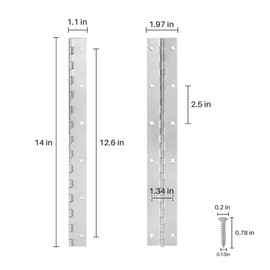XIALUO Marine Grade Stainless Steel 14" X 2" High Polished Surface Boat Piano Hinge Continuous Hinge Door Hinge with Screw Deck & Cabin Hardware