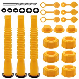 Xxzhiho Can Spout Replacement Kit,Can Nozzle Replacement Kit for 1/2/5/10 Gal,Can Spouts for Old Style Tanks Easy to Install,with Screw Collar Caps, Spout Cover, Base Cap, Drill Bit(19) | Xxzhiho