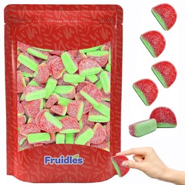 Fruidles Watermelon Gummi Slices Candy, Delicious Sugar Coated Fruit Flavors Gummies (Half-Pound)