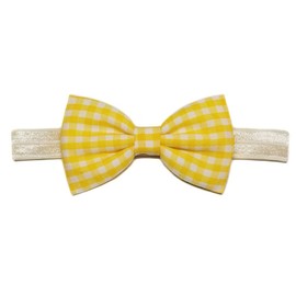EmilyRose Couture Gingham Hair Bows (Large Headband, Yellow)