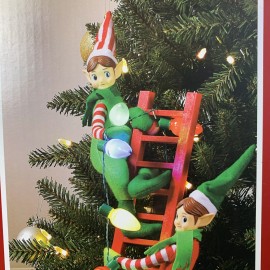 Mr. Christmas 27.5" Tree Trimmer Elves on a Ladder LED Illuminated Decoration