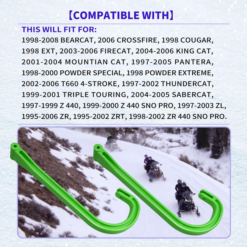 One Pair Vsttar 3639-781 Pair Green Snowmobile Ski Handle, Ski