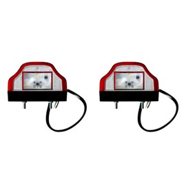 MelTruck® 2 x LED Number Plate Light with Position Light Flat Cable for Trucks Cars Trailer Tractor Bus (Width - 97 mm - Red with Flat Cable)