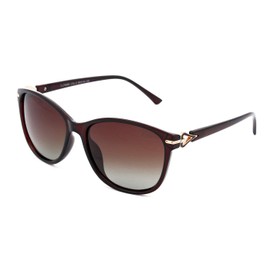 CLF Genuine Christian Lafayette Ladies Polarized Sunglasses for Women Driving, Black Plastic frame, Light Anti Glare Brown Lenses UV400 Protection