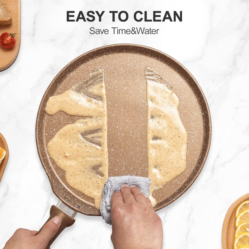 Innerwell Nonstick Crepe Pan, Granite Coating Flat Skillet Dosa Tawa