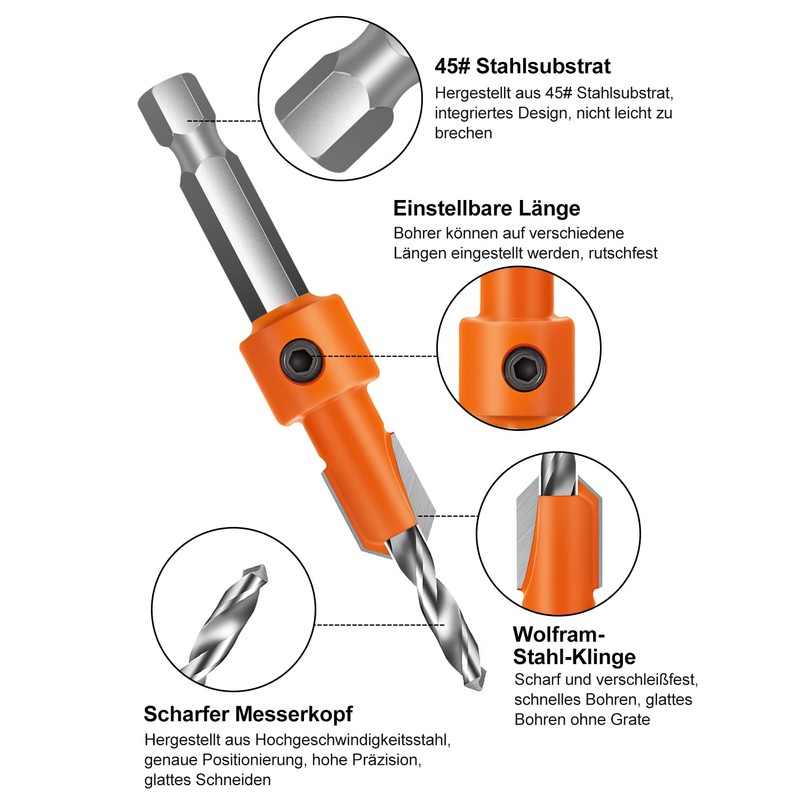 Countersink Drill Bit Set, Wood Drill, Countersunk Drill Bit for