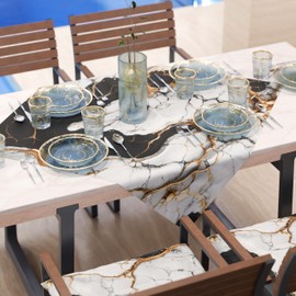 PETTI Artigiani Italiani - Modern Black Marble Effect Centerpiece Tablecloth, Kitchen Centerpiece, 90 x 90 cm, 100% Made in Italy