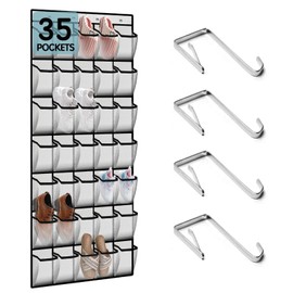 YTUGIL Over Door Shoe Storage - 35 Large Hanging Shoe Storage Organiser,Over the Door Shoes Storage Organiser for Wardrobe Door Tidy with Hanger, for Home Office, White (1 pcs)