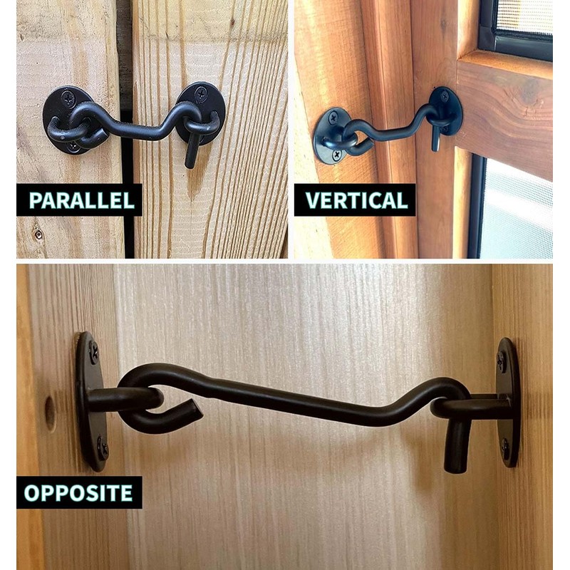 TOPYWMSP Hook and Eye Latch 1pcs 8 Inch Black Stainless