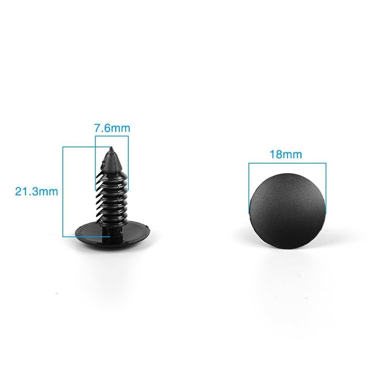MANSHU 200 Pcs Black Plastic Push Clip Fasteners, 7mm Hole