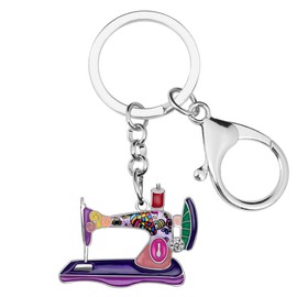 BAMAY Enamel Alloy Cute Sewing Machine Keychain Accessories Quilting Gifts for Women Quilters Car Key Chain Purse Charms (Purple)