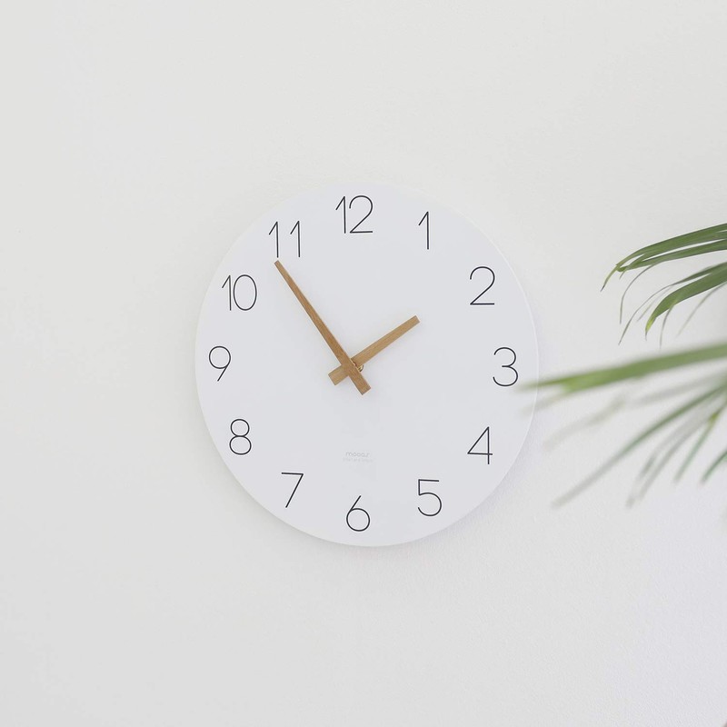 mooas Flatwood Wall Clock, Analog Wall Clock, Silent Non-Ticking 12