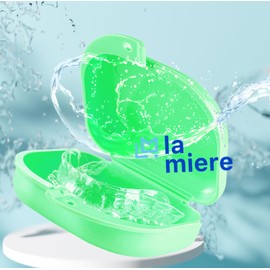 Orthodontic Retainer Case Dental Mouthguard Container with Vent Holes, Denture Holder Box Clear Aligner Case Slim for Household|Travel|Office, Spring