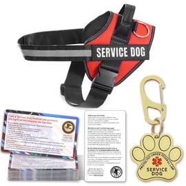 Opstin Service - Chaleco para perros pequeños, arnés ligero para perros con etiqueta de perro de servicio y 50 tarjetas de información ADA, chaleco de servicio para perros de raza pequeña, arnés