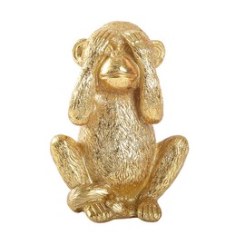 Fenteer Animal Statues Home Decorations Chinese Fengshui Gold Handmade Indoor Resin Crafts Tabletop Monkey Figurine Sculptures Ornament, See No Evil