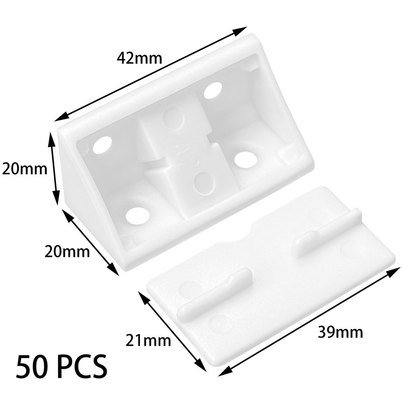 50 PCS 90 Degree Plastic Corner Braces,Plastic Corner Angle Shelf
