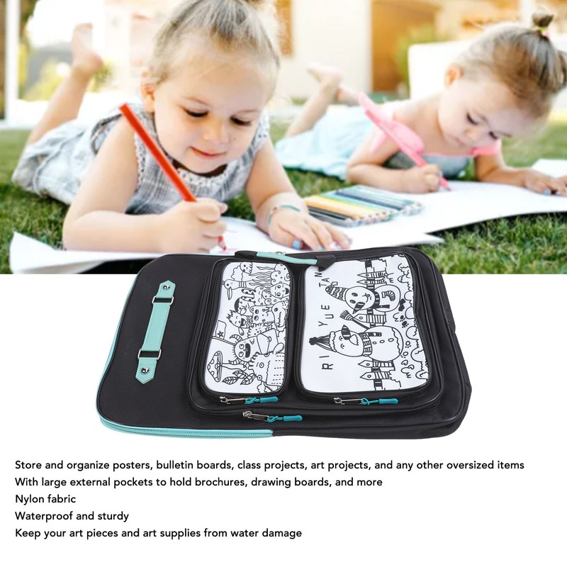 8K Kids Doodle Artwork Backpack Multi Pockets Smoothing Zipper Waterproof