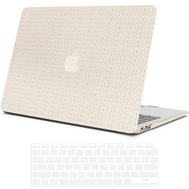 iPAPA Compatible with MacBook Air 13 inch Case 2022 2021 2020 2019 2018 Release M1 A2337 A1932 A2179 Touch ID & Retina Display, Elegant Woven Leather Hard Shell Case with Keyboard Cover, Beige