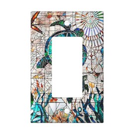 Turtle Stained Glass 1 Gang Rocker/GFCI Outlet Light Switch Wall Plate Cover Faceplate Decorative Faceplate for Sea Turtles Nautical Ocean Beach Starfish Coral Bathroom Home Living Room Bedroom Decor