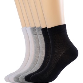 Arukora Women's Ankle Mesh Socks, 6-Pack Summer Breathable Crew Socks 2White 2Black 2Grey, 9-11