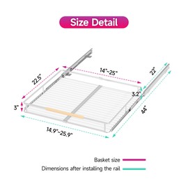 Pull Out Cabinet Organizer, Expandable(14.9"~25.9") Cabinet Drawers Slide Out, Adjustable Width Roll 0ut Shelf Cabinet Organizer for Kitchen Base Cabinet Organization (Large, 2Pack)
