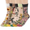 KALIONE 6 Pairs Summer See-Through Socks Vintage Transparent Flower Ankle