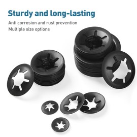 BOUMVID Pack of 15 M8 Starlock Washers, Black Circlips Clamping Ring Clamping Discs, 65Mn Manganese Steel Inner Tooth Starlock Washers, Speed Tooth Lock Washers