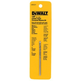 DEWALT DW5221 1/8-Inch by 3-Inch Carbide Hammer Drill Bit, Silver