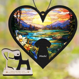 6'' Dog Heart Memorial Suncatcher Custom Name Dog Breed Pet Ornament Window Hanging Sympathy Gift Loss of Pet Passing Away Remembrance Gifts for Dog Lovers in Loving Memory H11-BLA-6-B11-20