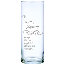 IE Laserware Beautifully Laser Etched Memorial Candle Comes Complete with 3" Floating Candle. Just Add Water and Light The Wick