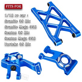 RCMYou Alloy Front Rear Suspension Arm & Steering Blocks Caster Blocks C-Hubs Stub Axle Carriers Upgrades Part for 1/10 ARRMA Granite/Senton 3S Blx & Mega 550,Vorteks 3S Blx,Navy Blue