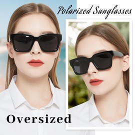 OCCI CHIARI Polarized Sunglasses for Women Men Driving Fishing Trendy Oversized square Sun Glasses (Black)