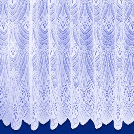 Milan White Net Curtain Art Deco Heavy Quality All Over Design - Sold by the Metre (Drop: 122cm (48"))