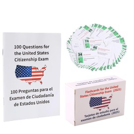 US Civic Test Flash Card 2025 Combo Set with Bilingual Booklet - English/Spanish,Flashcards for The United States Citizenship,Naturalization Study Guide with 100 US Civics Questions & Answers