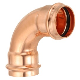 PATIKIL 1-1/4" x 1-1/4" Elbow Copper Press Fittings, 2 Pcs 90 Degree Pressure Copper Pipe Fitting Zero Lead P x P Coupling Connector with Stop for Copper Tube Connection, Plumbing